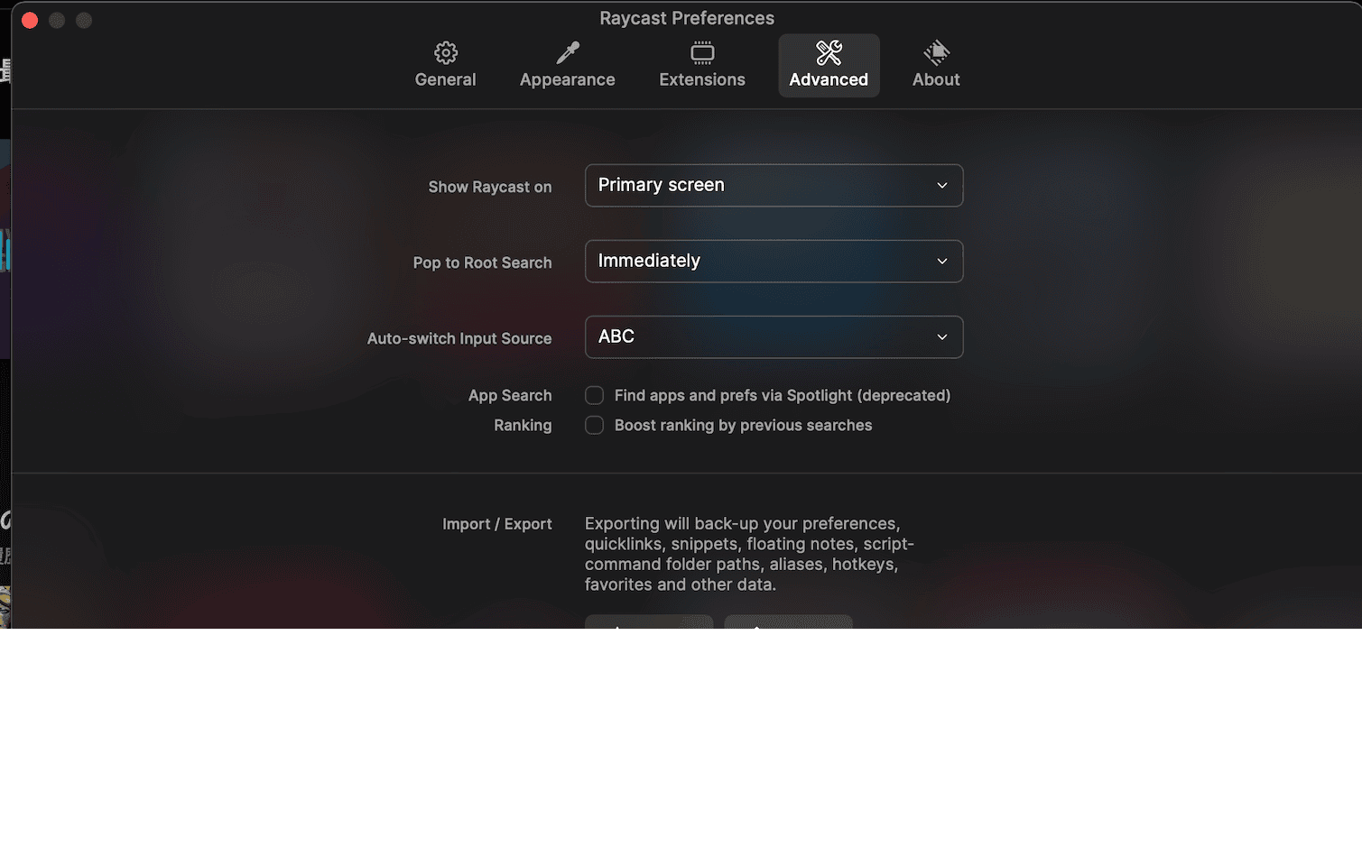 Raycast Advance Setting